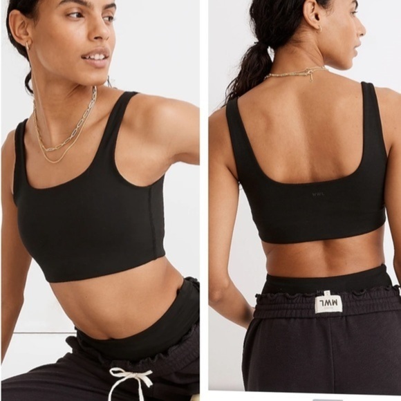 Madewell Flex Square Neck Sports Bra Black XS NWT - Picture 1 of 9